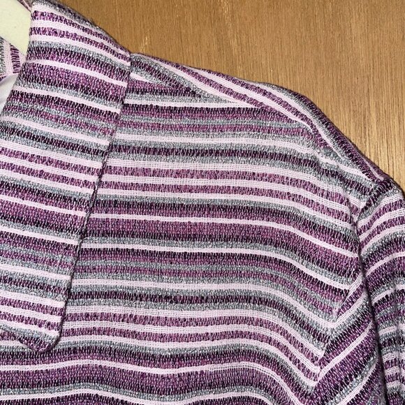 Cabelas Womens Striped Long Sleeve Jacket Medium Purple & Gray Zipper - Picture 7 of 7